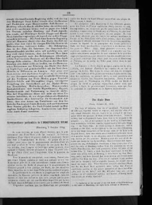 Correspondance particulière de L'INDEPENDANCE BELGE.