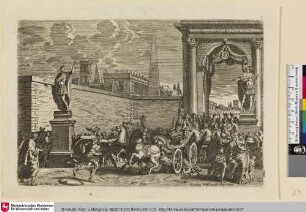 [Tullia fährt ihren Triumphwagen über den Leichnam ihres Vaters; Tullia fait passer son char sur le corps de son père]