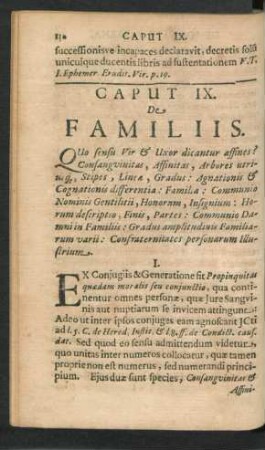 Caput IX. De Familiis.