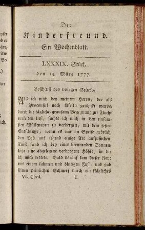 LXXXIX. Stück, den 15. März 1777