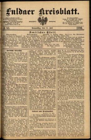 Ausgabe vom Donnerstag, den 15. Juli 1886.