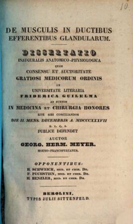 De musculis in ductibus efferentibus glandularum : Diss. inaug. anat.-physiol.