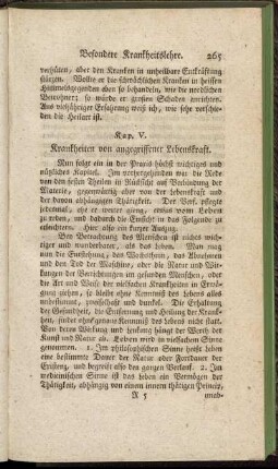 Kap. V. Krankheiten von angegriffener Lebenskraft