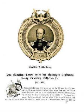 Sechste Abtheilung. Das Kadetten-Corps unter der bisherigen Regierung Friedrich Wilhelm IV. seit 1840