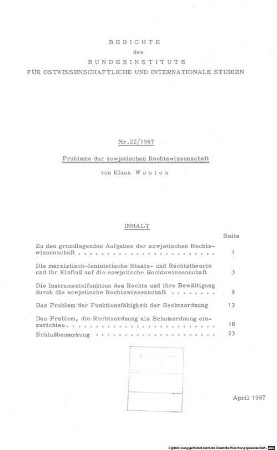 Probleme der sowjetischen Rechtswissenschaft