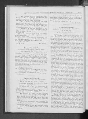 Monats-Versammlung des Bezirks-Vereins "St. Pauli und Eimsbüttel" am 18. Mai 1899 im Eimsbütteler Fahrhause.