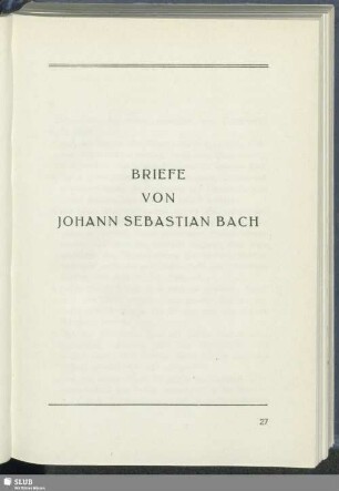 Briefe Von Johann Sebastian Bach