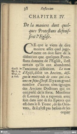 Chapitre IV. De la maniere dont quelles Protestans définissent l' Eglise