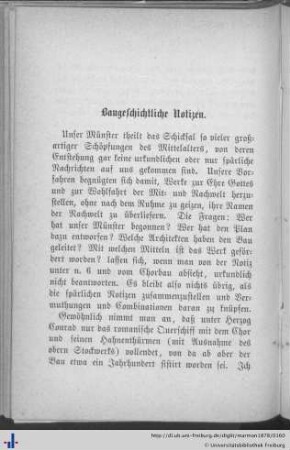 Baugeschichtliche Notizen.