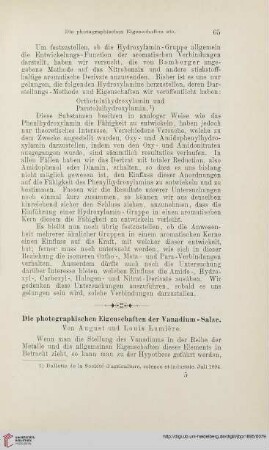 Die photographischen Eigenschaften der Vanadium-Salze