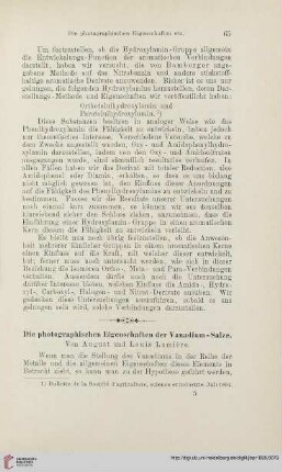 Die photographischen Eigenschaften der Vanadium-Salze