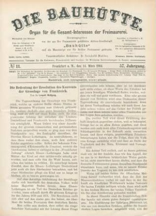 No. 11. Frankfurt a. M., den 14. März 1914. 57. Jahrgang.