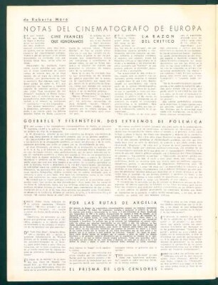 Notas del cinematógrafo de Europa