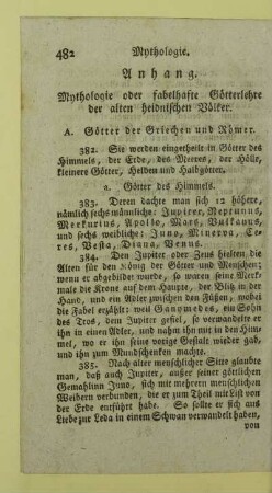 Anhang. Mythologie oder fabelhafte Goetterlehre der alten heidnischen Voelker