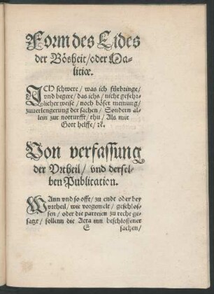 Form des Eides der Bösheit ...