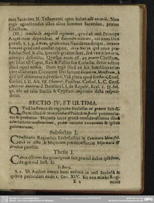Sectio IV. Et Ultima