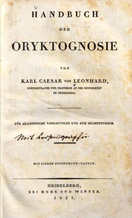 Handbuch der Oryktognosie : für akademische Vorlesungen und zum Selbststudium