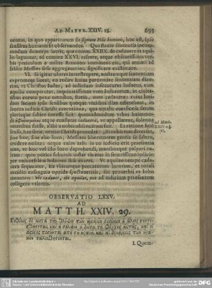Observatio LXXV. Matth. XXIV. 29.