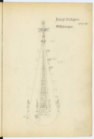 St. Michaelskapelle, Kiedrich: Schnitt Westturm (aus: Skizzen- und Fotoalbum 2)