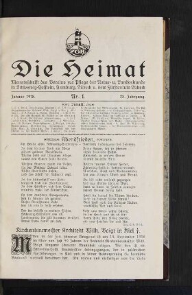 Januar 1918. Nr. 1. 28. Jahrgang.