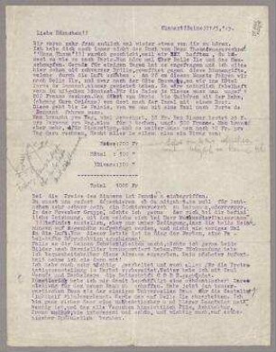 Brief von Theo van Doesburg [und Nelly van Doesburg] an Hannah Höch mit Korrekturen und Anmerkungen. Clamart