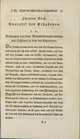 Zweytes Buch. Analytik des Erhabenen.