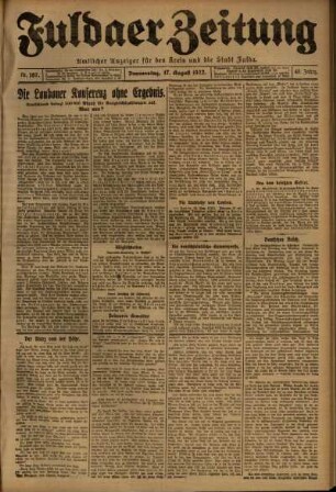 Erste Ausgabe vom Donnerstag, den 17. August 1922.