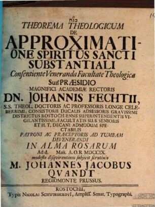 Theorema theologicum De approximatione Spiritus Sancti substantiali