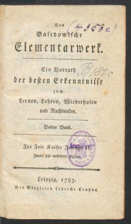 Bd. 3: Das Basedowische Elementarwerk