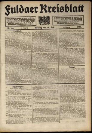Ausgabe vom Dienstag, den 16. Juli 1912.