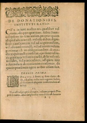 De Donationibus. Instituti Ratio: