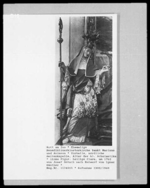 Altar der Heiligen Scholastika, linke Figur: Heilige Clara