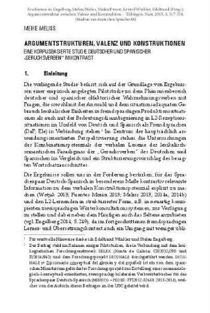 Argumentstruktur, Valenz und Konstruktionen. Eine korpusbasierte Studie deutscher und spanischer “Geruchsverben” im Kontrast
