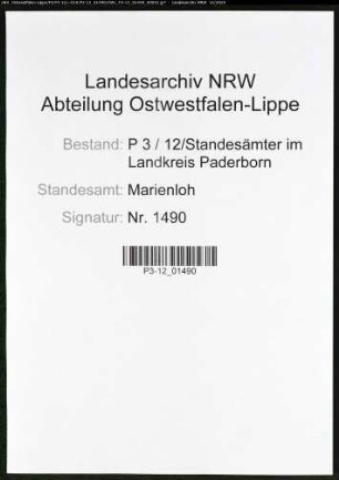 Sterberegister Standesamt Marienloh