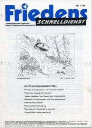 Mitteilungsblatt (Rundbrief) des Komitees für Frieden, Abrüstung und Zusammenarbeit u.a. zur Abrüstung von konventionellen Waffen, über Tiefflüge über der BRD und über die Nuklearpolitik der BRD - Sachkonvolut