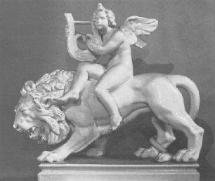 Putto mit Leier auf einem Löwen