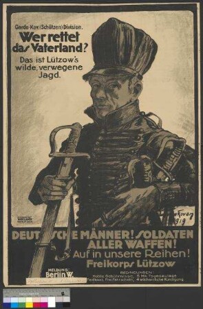 Werbeplakat für den Eintritt in das Freikorps Lützow