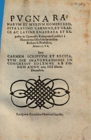 Pugna Ranarum Et Murium Homeri