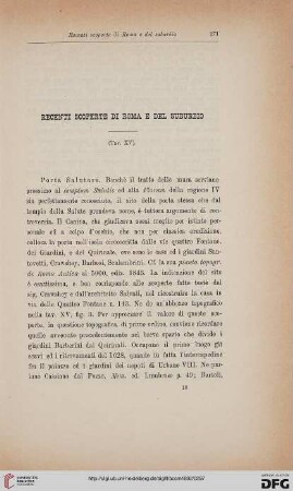 20: Recenti scoperte di Roma e del suburbio, [1]