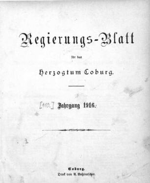 Regierungs-Blatt für das Herzogtum Coburg. 1916