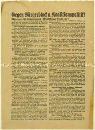 Aufruf der KPD zur sächsischen Landtagswahl 1929