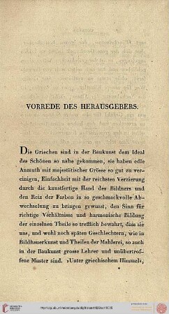 Vorrede des Herausgebers