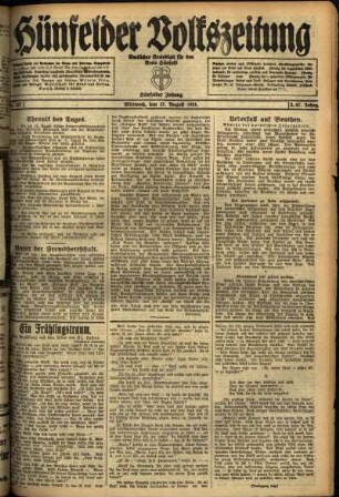 Ausgabe vom Mittwoch, den 17. August 1921.