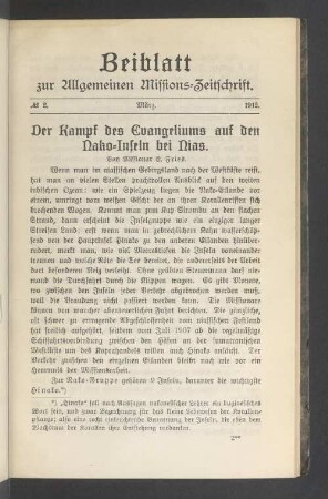 Beiblatt N° 2. März. 1912