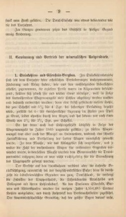 II. Gewinnung und Vertrieb der mineralischen Rohprodukte.