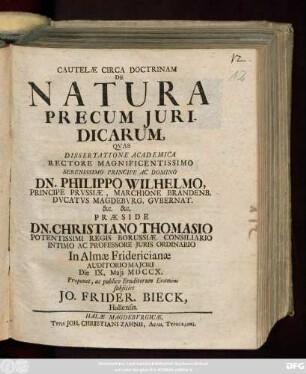 Cautelæ Circa Doctrinam De Natura Precum Juridicarum