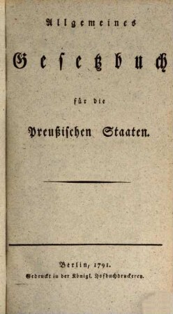 Allgemeines Gesetzbuch für die preussischen Staaten, 1
