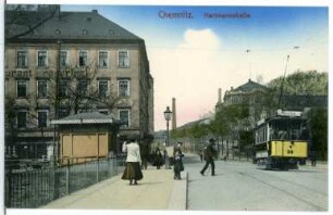Chemnitz. Hartmannstraße mit Straßenbahn