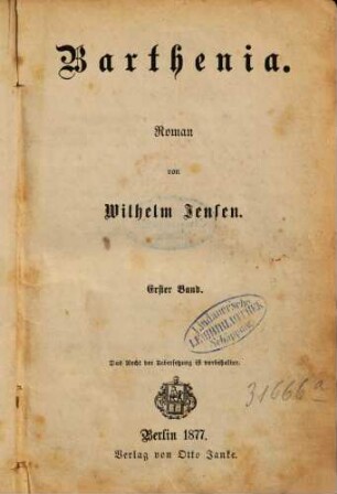 Barthenia : Roman, 1
