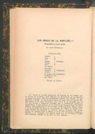Los dioses de la montaña : Comedia en tres actos